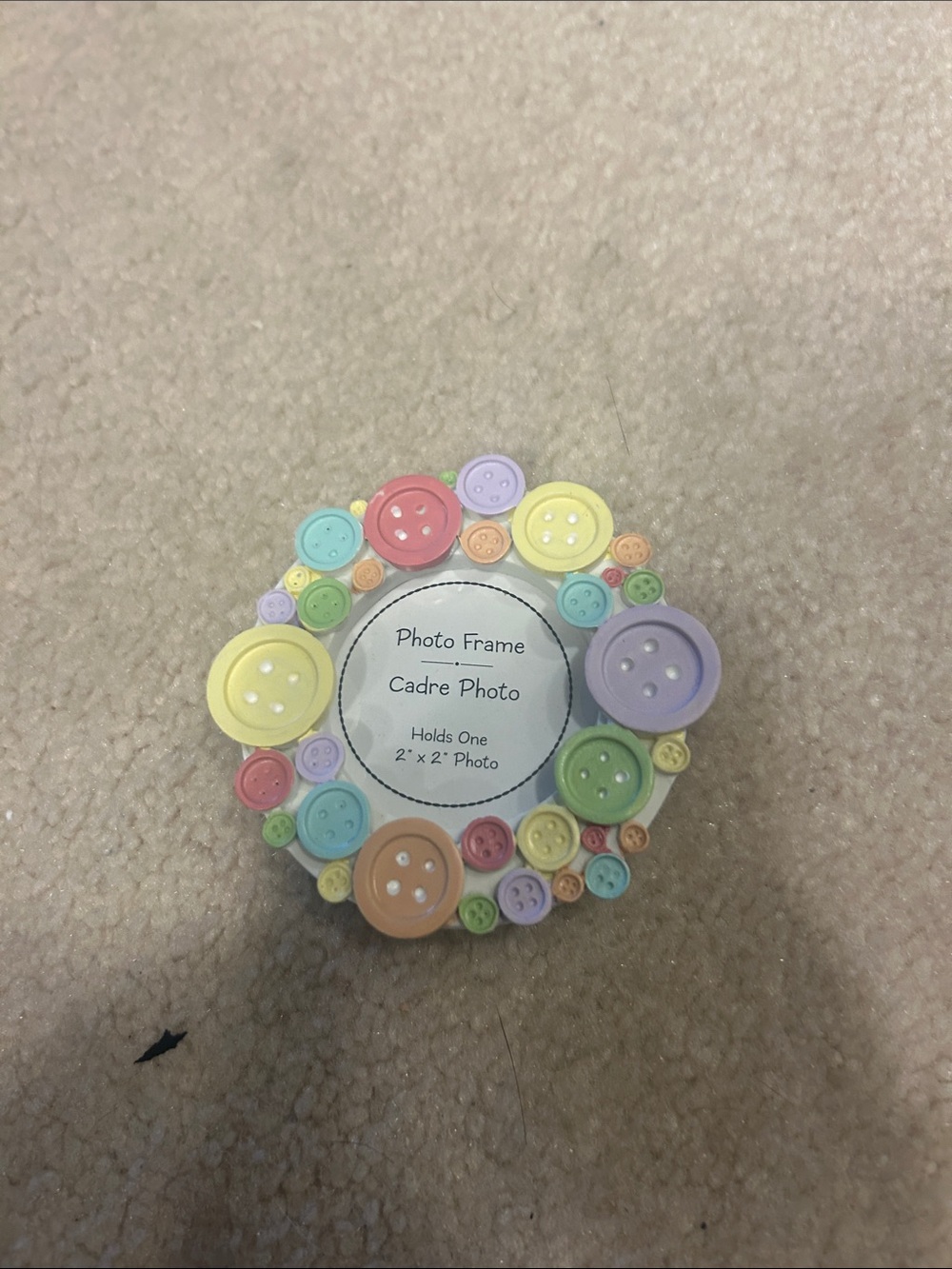 Colorful Button Round Photo Frame - Pastel Multi